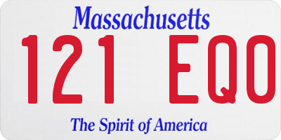 MA license plate 121EQ0