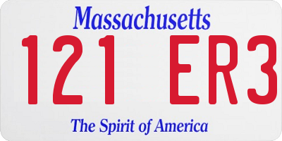 MA license plate 121ER3