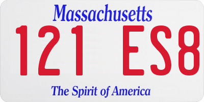 MA license plate 121ES8
