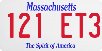 MA license plate 121ET3