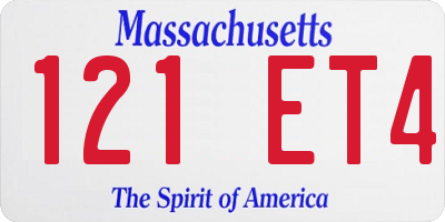 MA license plate 121ET4