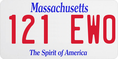 MA license plate 121EW0
