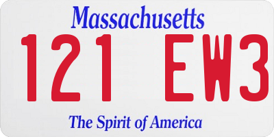 MA license plate 121EW3