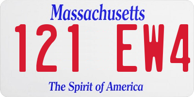 MA license plate 121EW4