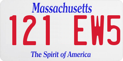 MA license plate 121EW5