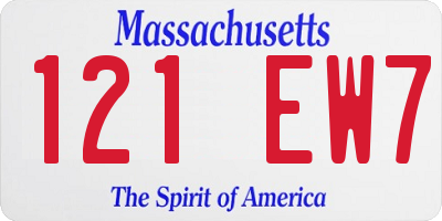 MA license plate 121EW7