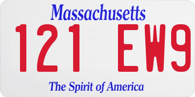 MA license plate 121EW9