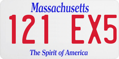 MA license plate 121EX5