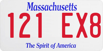 MA license plate 121EX8