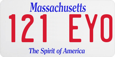 MA license plate 121EY0
