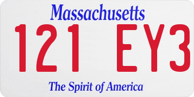 MA license plate 121EY3