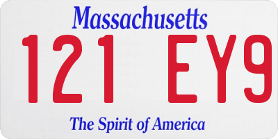 MA license plate 121EY9