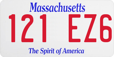 MA license plate 121EZ6