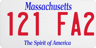 MA license plate 121FA2