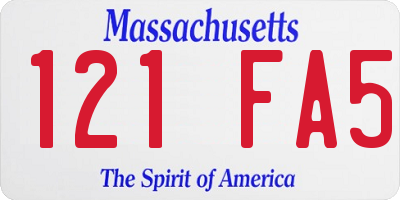 MA license plate 121FA5