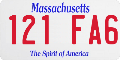 MA license plate 121FA6