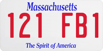 MA license plate 121FB1