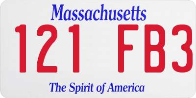MA license plate 121FB3