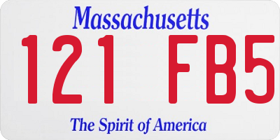 MA license plate 121FB5