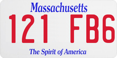 MA license plate 121FB6