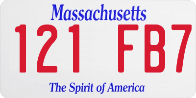 MA license plate 121FB7