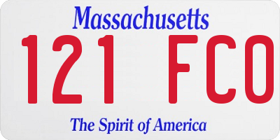 MA license plate 121FC0