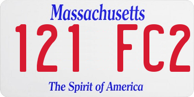 MA license plate 121FC2
