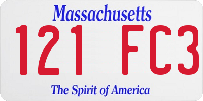 MA license plate 121FC3
