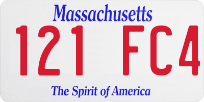 MA license plate 121FC4