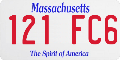 MA license plate 121FC6