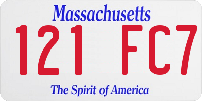 MA license plate 121FC7