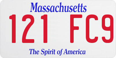 MA license plate 121FC9