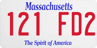 MA license plate 121FD2