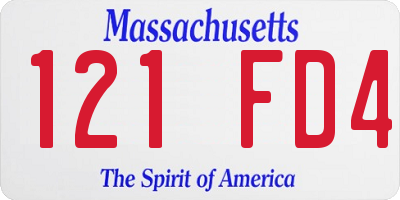 MA license plate 121FD4