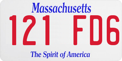MA license plate 121FD6