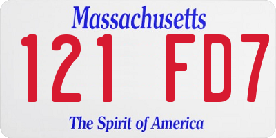 MA license plate 121FD7