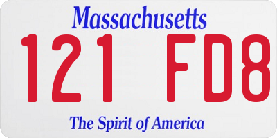 MA license plate 121FD8