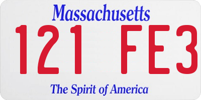 MA license plate 121FE3