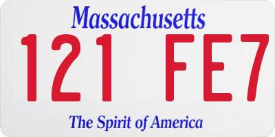 MA license plate 121FE7