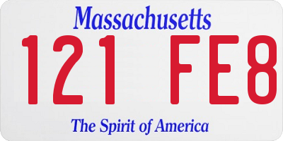 MA license plate 121FE8