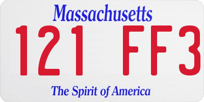 MA license plate 121FF3