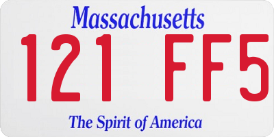 MA license plate 121FF5