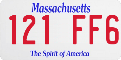 MA license plate 121FF6