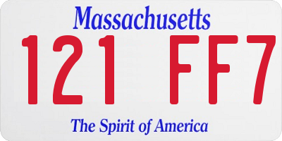 MA license plate 121FF7