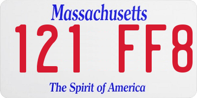 MA license plate 121FF8