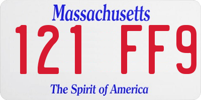 MA license plate 121FF9