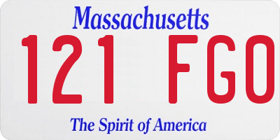 MA license plate 121FG0
