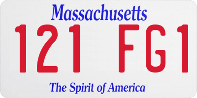 MA license plate 121FG1