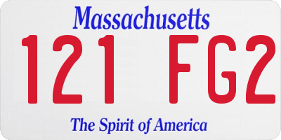 MA license plate 121FG2