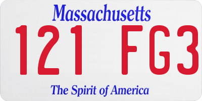 MA license plate 121FG3